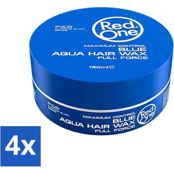 Red One - Cera Per Capelli - Blu - Cera Per Capelli Aqua - Per Una Tenuta Forte E Una Finitura Brillante - 150 Ml - Confezione Risparmio - 4 Pezzi-image