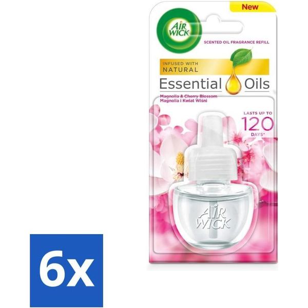 Air Wick - Ricarica Per Deodoranti Per Ambienti - Oli Essenziali - Diffusore Elettrico Di Fragranze - Magnolia E Fiori Di Ciliegio - 19 Ml - Confezione Risparmio - 6 Pezzi-image
