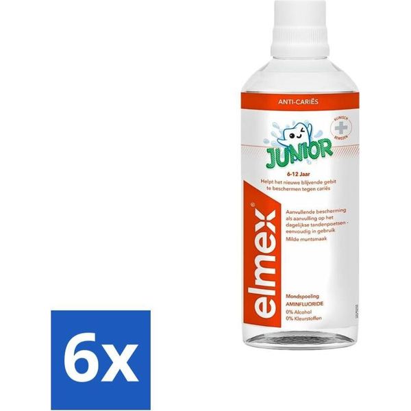 Elmex Collutorio Junior (5-12 Anni) 400 Ml - Confezione Risparmio - 6 Pezzi-image