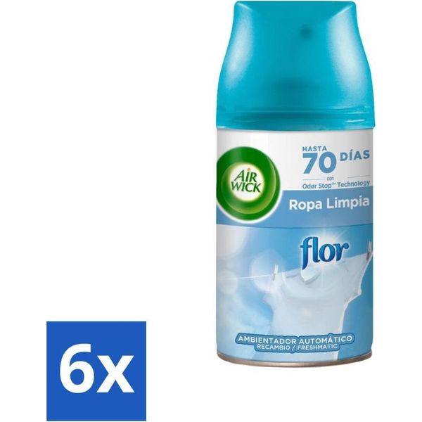 Air Wick - Ricarica Deodorante Per Ambienti - Flower & Fresh - Spray Automatico - 250 Ml - Value Pack - 6 Pezzi-image