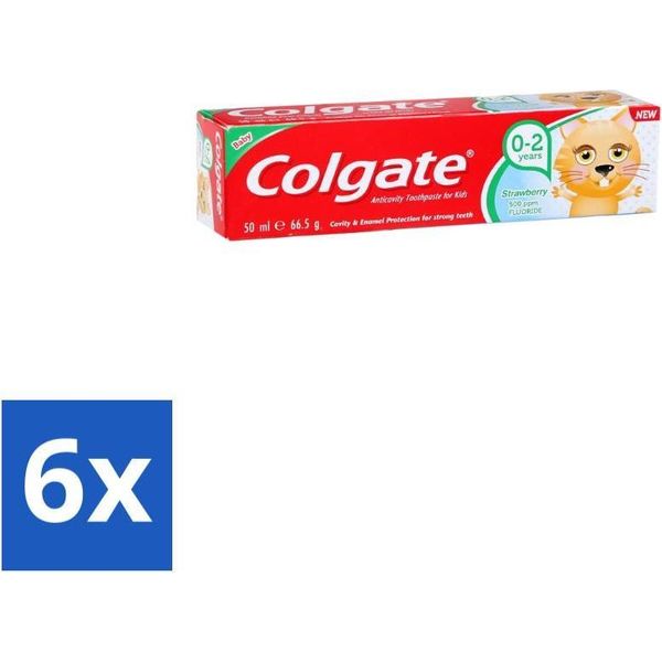 Colgate - Gusto Fragola - Dentifricio Per Bambini - Per Bambini Da 0 A 2 Anni - 50 Ml - Confezione Risparmio - 6 Pezzi-image