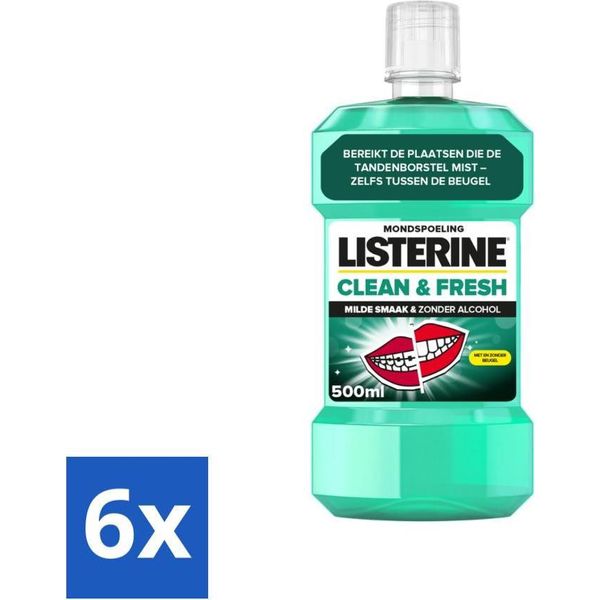 Collutorio Listerine - Clean & Fresh - Senza Alcool - 500 Ml - Confezione Risparmio - 6 Pezzi-image