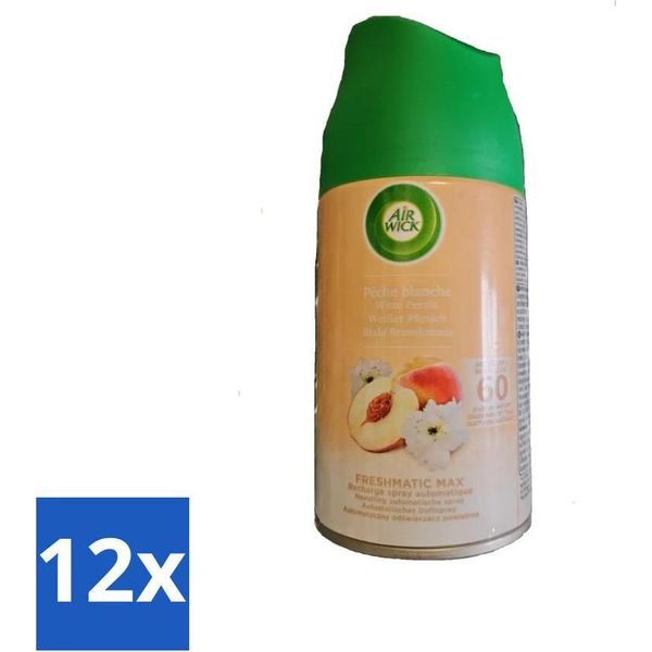 Air Wick - Ricarica Deodorante Per Ambienti - Pesca Bianca - Spray Automatico - 250 Ml - Value Pack - 12 Pezzi-image