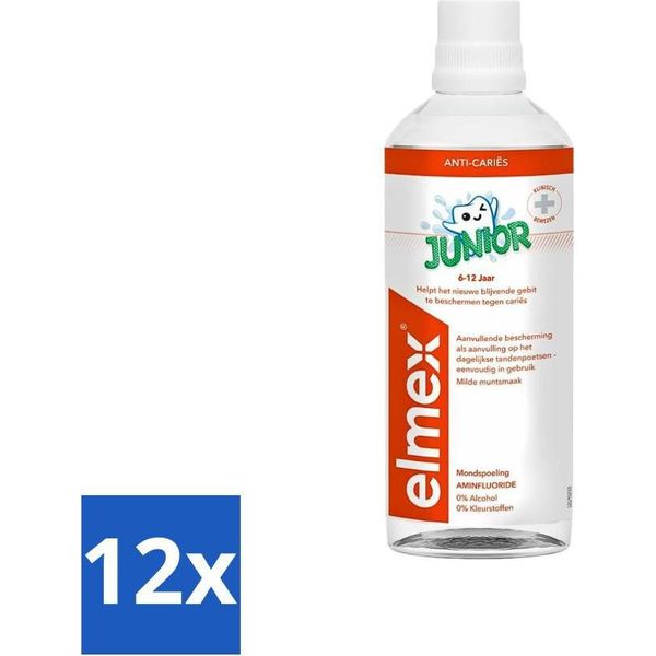 Elmex Collutorio Junior (5-12 Anni) 400 Ml - Confezione Risparmio - 12 Pezzi-image