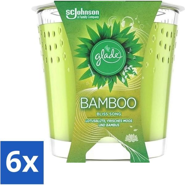 Glade - Candela Profumata - Bamboo Bliss Song - Fresca Fragranza E Relax - 129 G - Confezione Risparmio - 6 Pezzi-image