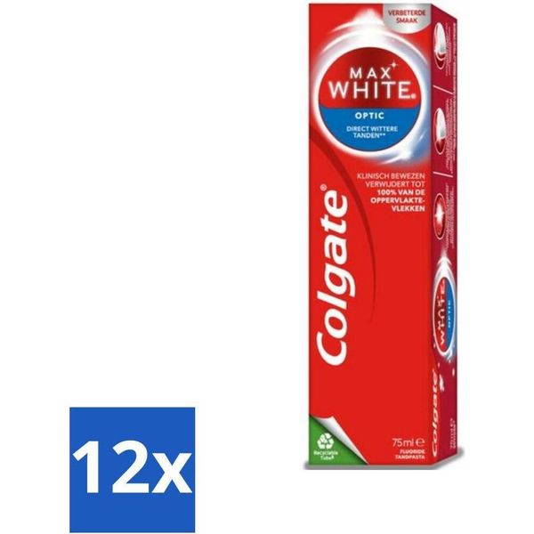 Colgate Dentifricio Max White Optic 75 Ml - Confezione Risparmio - 12 Pezzi-image
