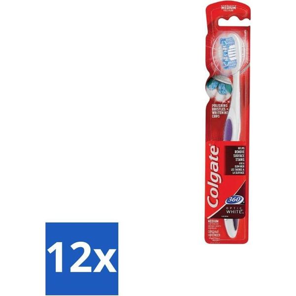 Spazzolino Colgate 360 Optic White Medio-Bianco - Confezione Risparmio - 12 Pezzi-image