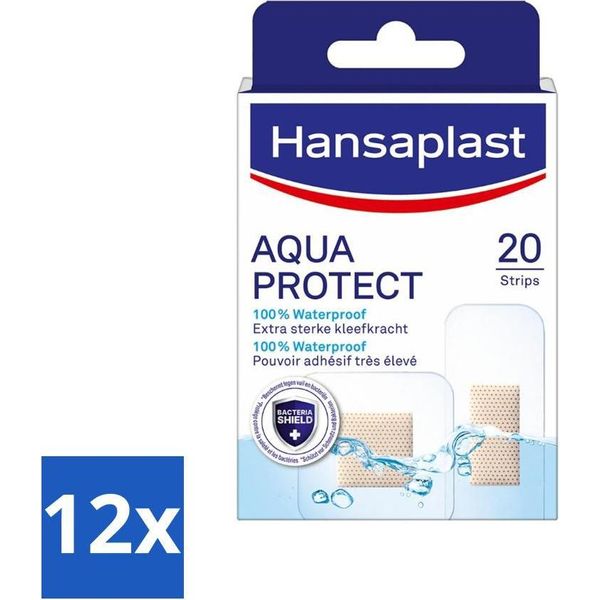 Hansaplast - Cerotti Aqua Protect - Cerotti Impermeabili Per Ferite - Impermeabili - Cura Delle Ferite - 20 Cerotti - Confezione Risparmio - 12 Pezzi-image