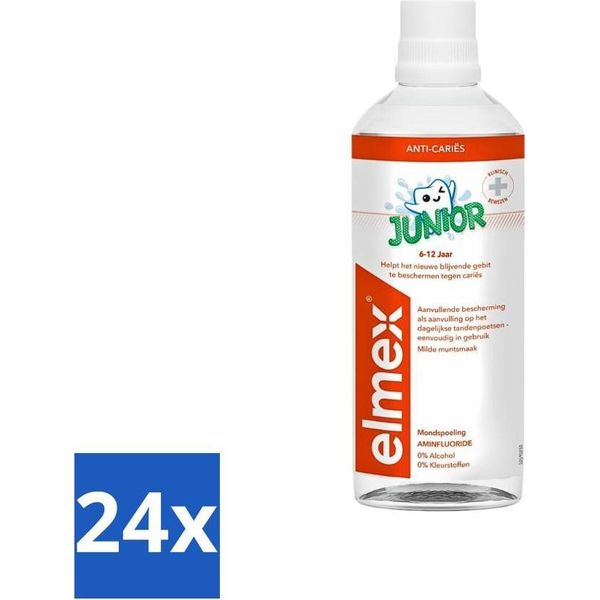 Elmex Collutorio Junior (5-12 Anni) 400 Ml - Confezione Risparmio - 24 Pezzi-image