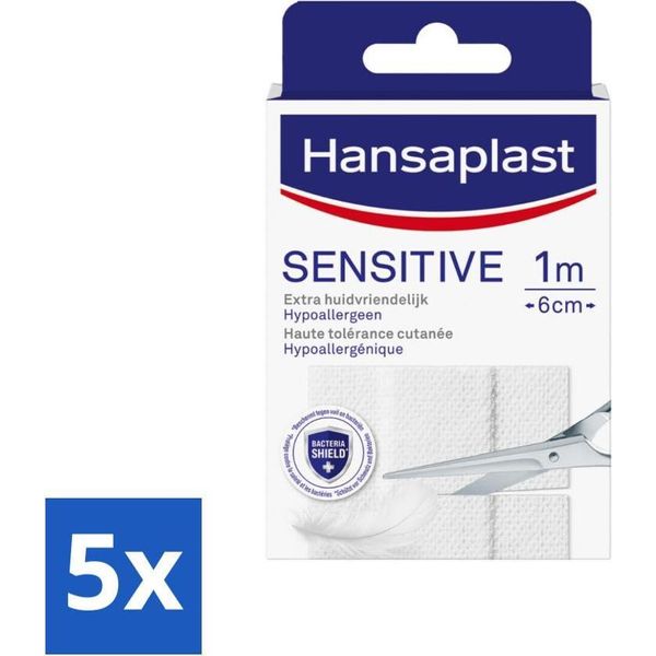 Hansaplast Cerotti Sensibili - Cerotti Per Ferite - Cura Delle Ferite - 1M X 6Cm - Confezione Risparmio - 5 Pezzi-image