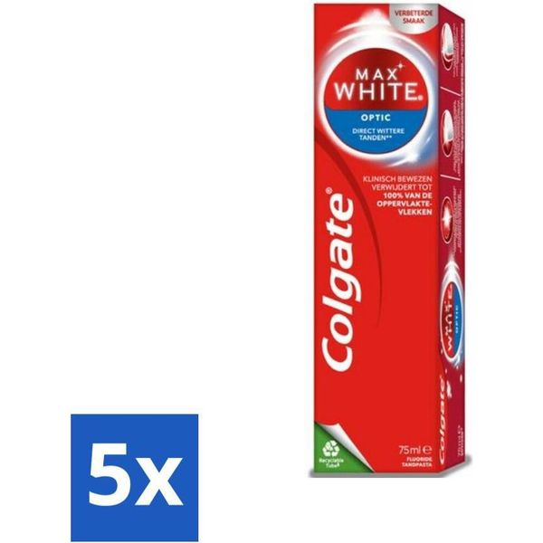 Colgate Dentifricio Max White Optic 75 Ml - Confezione Risparmio - 5 Pezzi-image