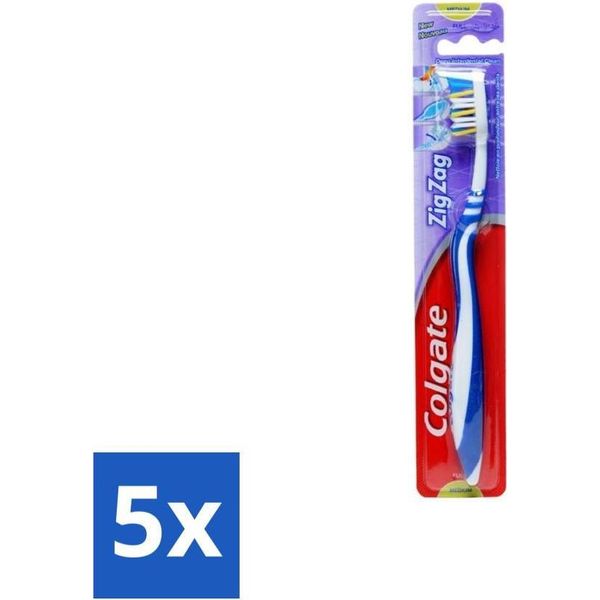 Spazzolino Colgate Zigzag Medium - 1 Spazzolino - Confezione Valore - 5 Pezzi-image