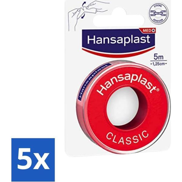 Cerotti Adesivi Hansaplast Classic - Cerotti Per Ferite - Cura Delle Ferite - 5 M X 1,25 Cm - Confezione Risparmio - 5 Pezzi-image