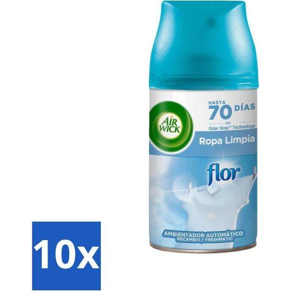 Air Wick - Ricarica Deodorante Per Ambienti - Flower & Fresh - Spray Automatico - 250 Ml - Value Pack - 10 Pezzi-image
