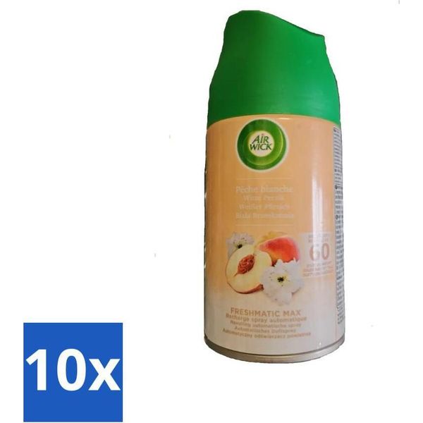 Air Wick - Ricarica Deodorante Per Ambienti - Pesca Bianca - Spray Automatico - 250 Ml - Value Pack - 10 Pezzi-image