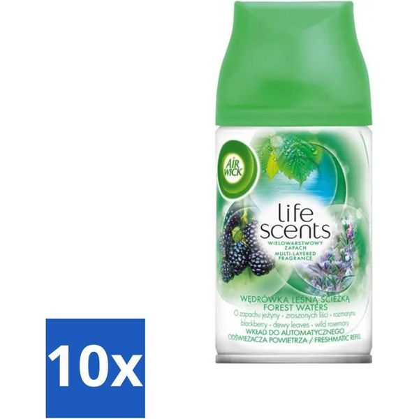 Ricarica Deodorante Per Ambienti Air Wick Life Scents - Acqua Di Bosco - Spray Automatico - 250 Ml - Value Pack - 10 Pezzi-image