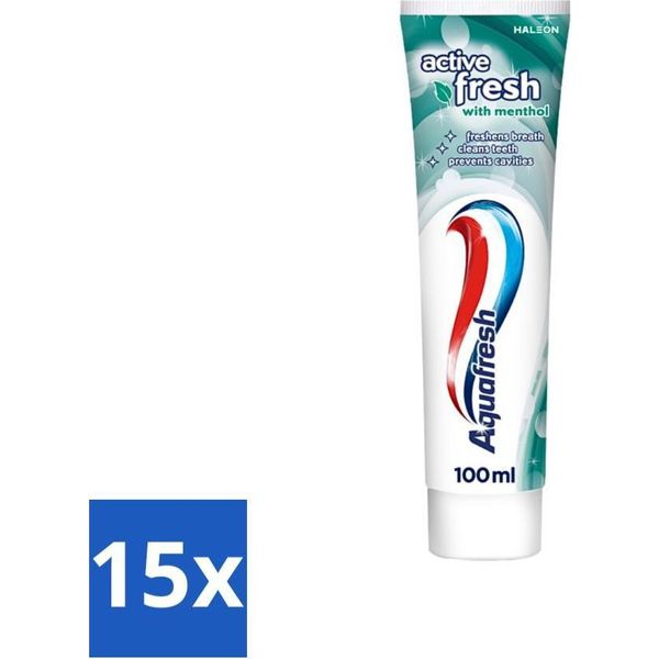 Dentifricio Aquafresh - Detergente Rinfrescante - Mentolo - 100 Ml - Confezione Risparmio - 15 Pezzi-image
