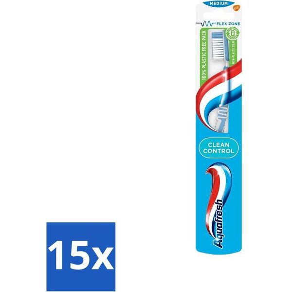 Spazzolino Aquafresh Clean Control Medium - Confezione Risparmio - 15 Pezzi-image
