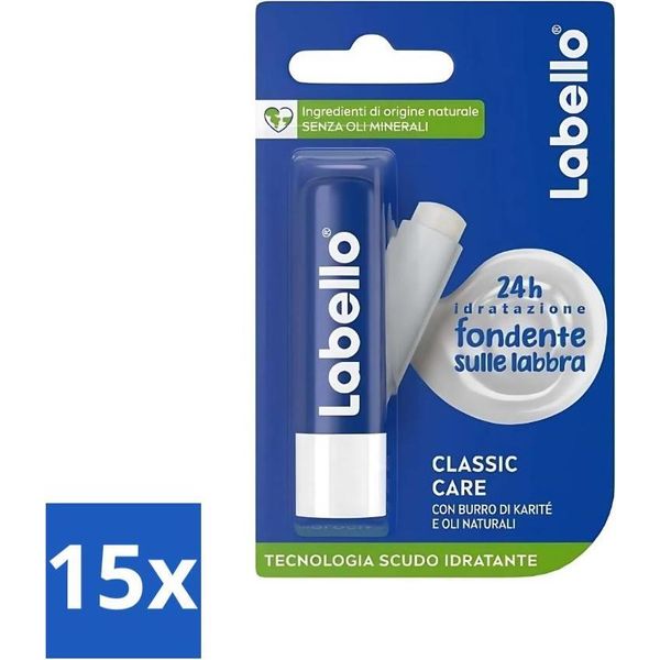 Labello - Classic Care - Balsamo Labbra - Nutriente E Protettivo - 5,5 Ml - Confezione Risparmio - 15 Pezzi-image