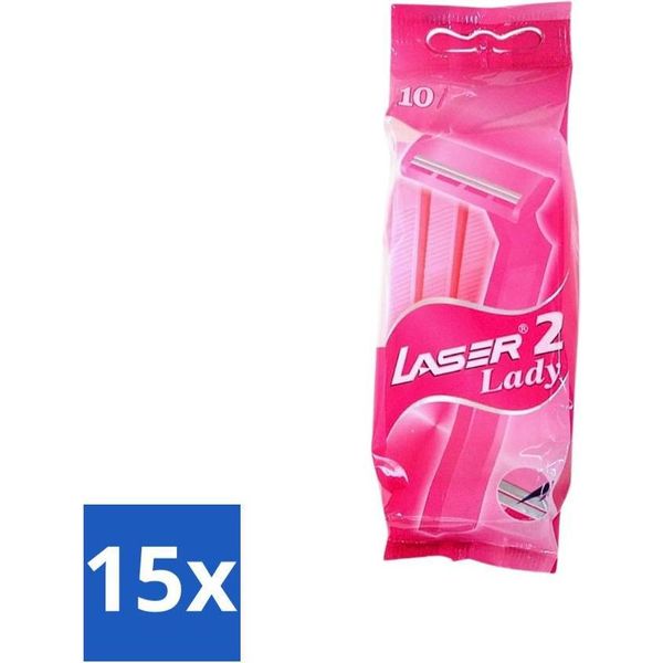 Benson - Laser Twin Women - Rasoio Usa E Getta - Per Donne - 10 Lame - Confezione Risparmio - 15 Pezzi-image