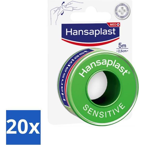 Hansaplast - Cerotti Per Ferite Sensibili - Delicati Sulla Pelle - 5M X 2,5 Cm - Confezione Risparmio - 20 Pezzi-image