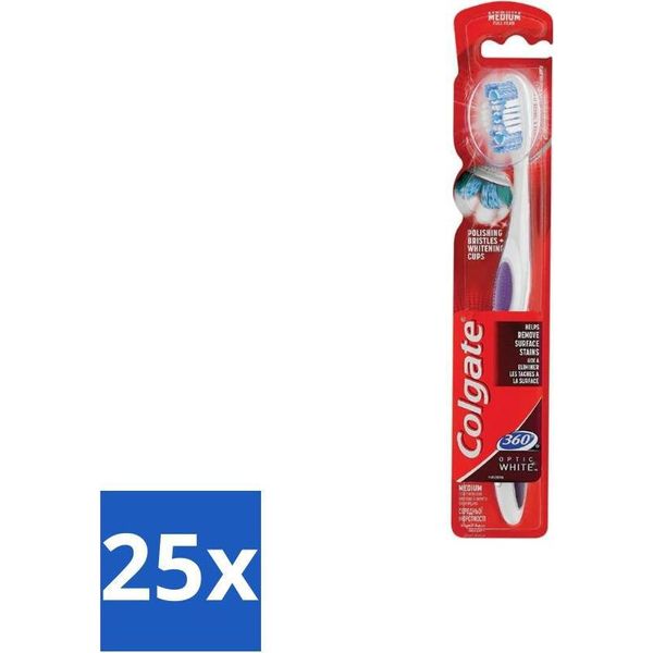 Spazzolino Colgate 360 Optic White Medio-Bianco - Confezione Valore - 25 Pezzi-image