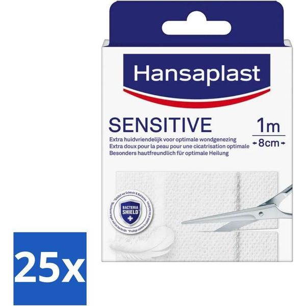 Hansaplast - Cerotti Sensibili - Cura Delle Ferite - 1M X 8Cm - Confezione Risparmio - 25 Pezzi-image