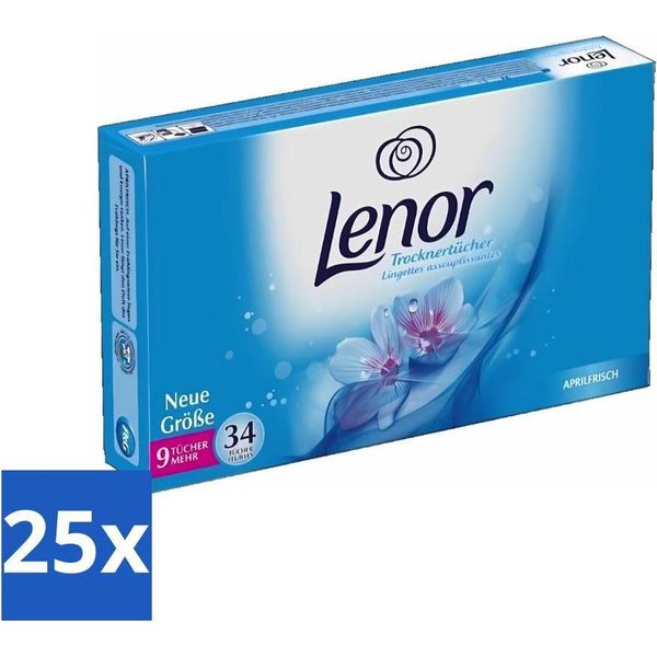 Lenor - Foglietti Per Asciugatrice - April Fresh - Deodorante Per Tessuti - 34 Fogli - Confezione Risparmio - 25 Pezzi-image
