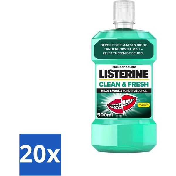 Collutorio Listerine - Clean & Fresh - Senza Alcool - 500 Ml - Confezione Risparmio - 20 Pezzi-image