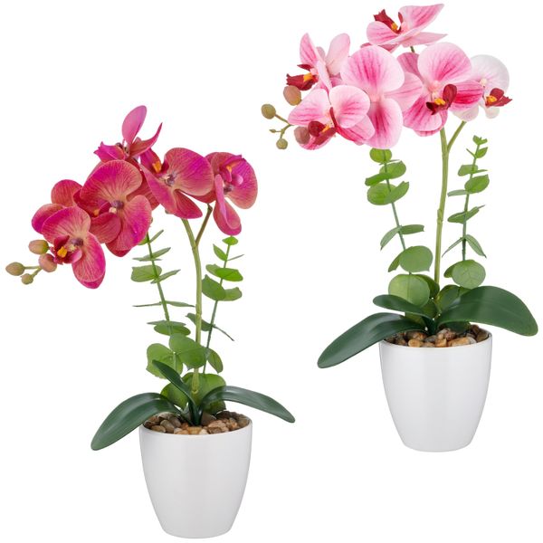 Kunstorchidee Creativ Green "Orchidee Phalaenopsis", Bunt, H:40Cm, Kunststoff, Kunstpflanzen, Mit Eukalyptuszweigen-image