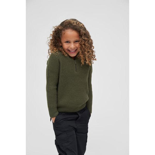 Brandit Kids Marine Pullover Troyer Oliva, 122/128-image
