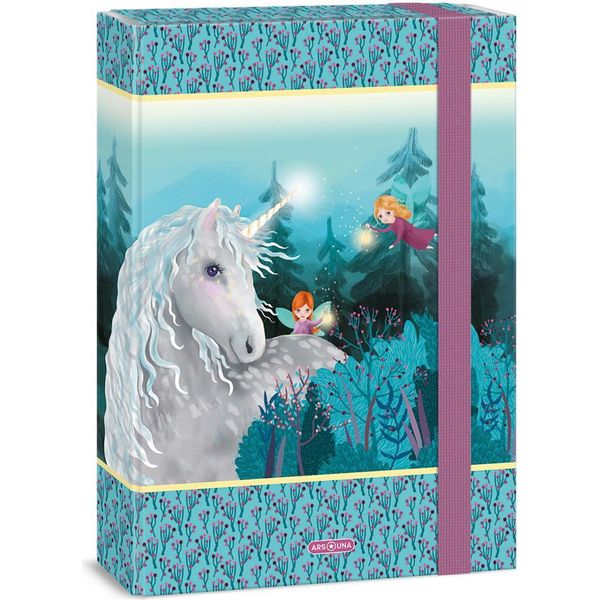 Ars Una A4, Cartella Porta Quaderni Per Cartelle, Con Elastico E Alette Interne, Stardust - Unicorno E Fate, Turchese, Per Bambina-image
