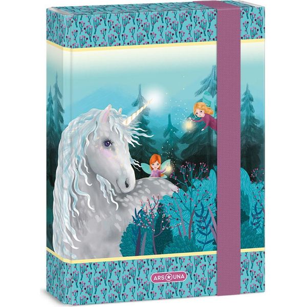 Ars Una A5 Scatola Porta Quaderni, A5 Cartella Porta Quaderni Per Cartelle, Con Elastico E Alette Interne, Stardust, Turchese-Rosa, Per Ragazze-image