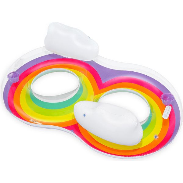 Bestway® Rainbow Dreams™ Anello Da Nuoto Per 2 Persone Con Poggiatesta 186 X 116 Cm-image