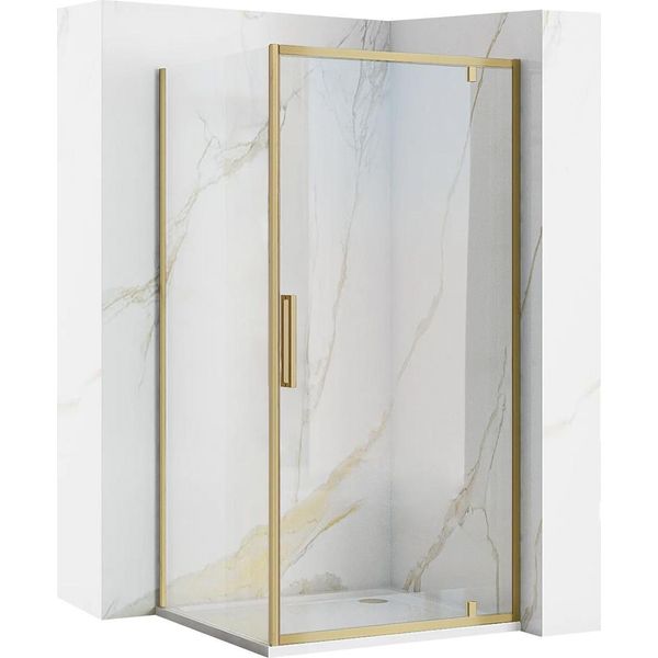 Cabina Doccia Angolare Rea Rapid Swing Brush Gold 100X80-image