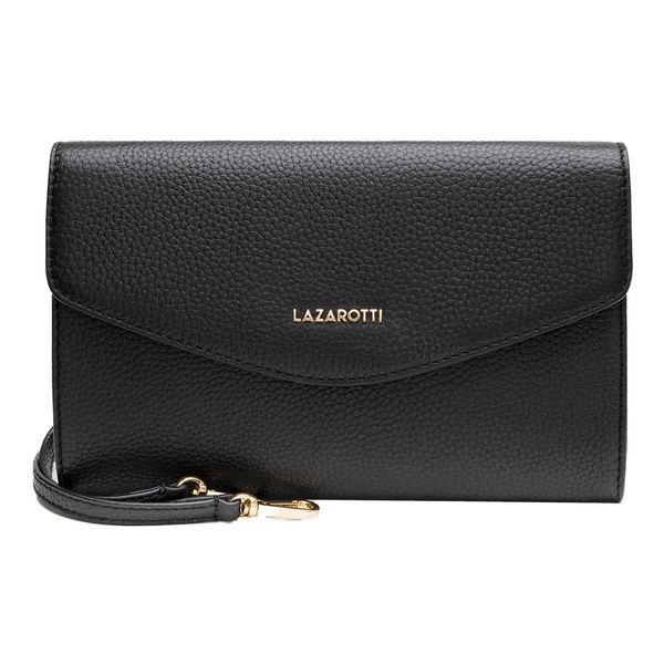 Lazarotti Pelle Pochette Borsa A Tracolla Bologna Leather Clutch Black Nero-image