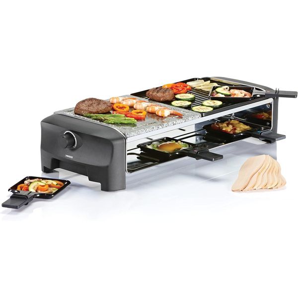 Grill/Griglia In Pietra Per 8 Persone - Con 8 Teglie E Termostato Regolabile, 162820 01.162820.01.001, Nero-image