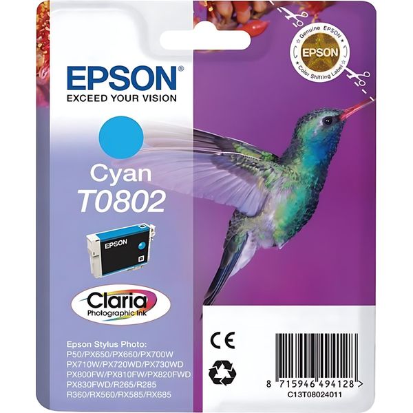 Epson Hummingbird T0802 Cartuccia D'inchiostro 1 Pz Originale Ciano-image