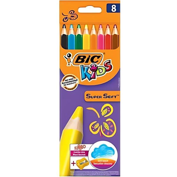 Matite Colorate Triangolari Bic Kids Supersoft, Confezione Da 8 Pezzi-image