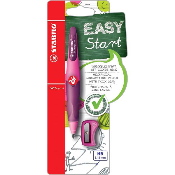 Stabilo® B-46870-5 Matita Meccanica Ergonomica Per Imparare A Scrivere Easyergo 3.15, Rosa/Viola, R-image