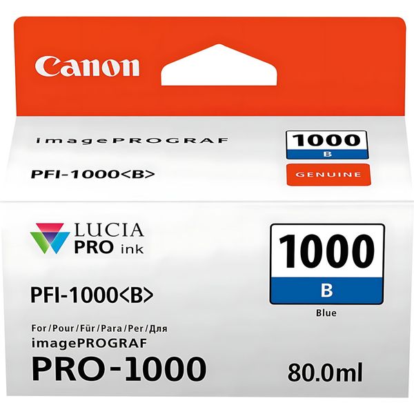 Canon PFI-1000 B - 80 Ml - Blu - Originale - Contenitore D'inchiostro - Per Imageprograf PRO-1000-image