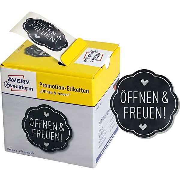 Avery Zweckform 3845 Etichette Promozionali "Openopen&Rejoice"" Nero"-image