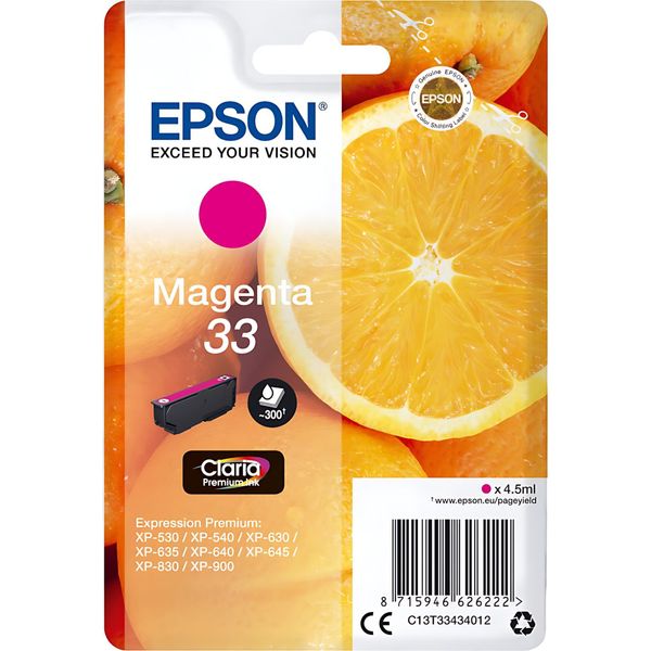 Epson 33 - 4,5 Ml - Magenta - Originale - Blister - Cartuccia D'inchiostro-image