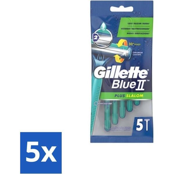 Gillette Blue Ii - Plus Slalom - Rasoi Usa E Getta - 5 Lame - Confezione Risparmio - 5 Pezzi-image