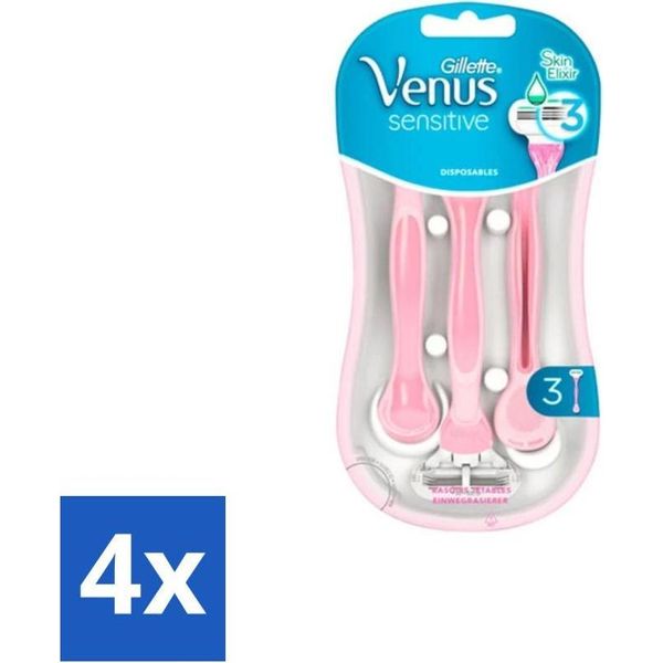 Gillette Venus Sensitive Rasoi Usa E Getta - 3 Lame - Confezione Risparmio - 4 Pezzi-image