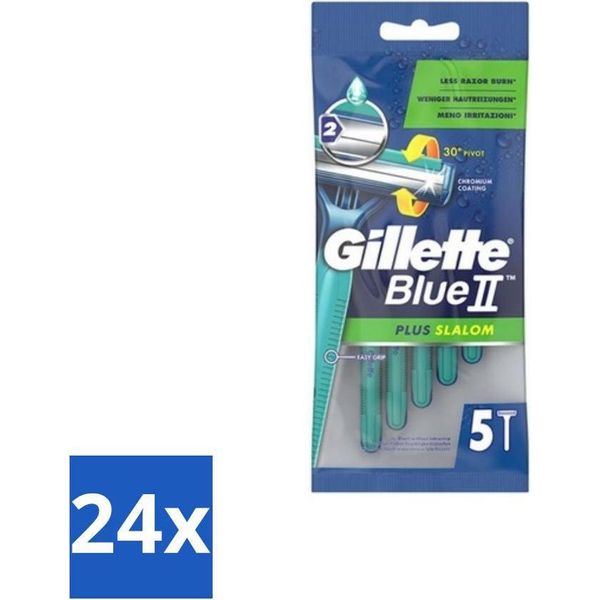 Gillette Blue Ii - Plus Slalom - Rasoi Usa E Getta - 5 Lame - Confezione Risparmio - 24 Pezzi-image