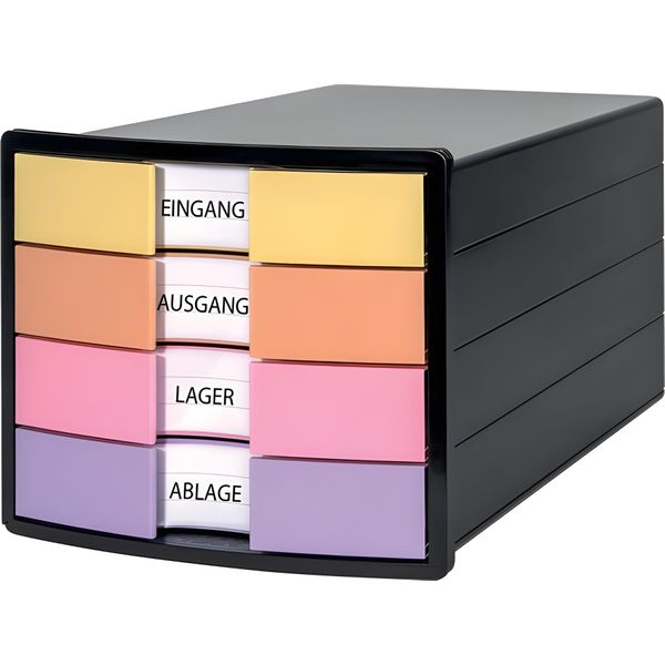 Han 1012-139 Han Schubladenbox Impuls Gelb, Orange, Rosa, Lila 1012-139, Din A4, Din C4 Mit 4 Schubladen-image