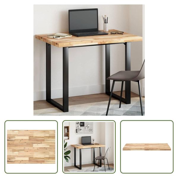 The Living Store Piano Tavolo Rettangolare 80X70X4 Cm In Legno Massiccio Di Acacia-image