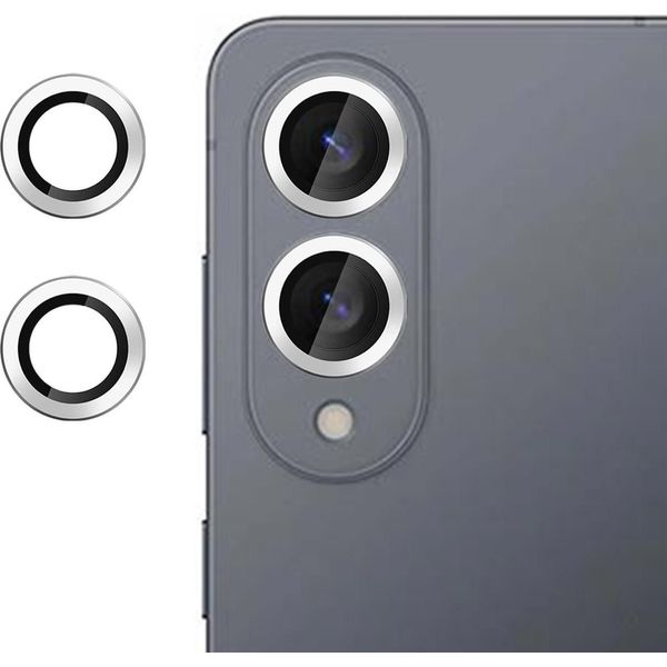 Per Samsung Galaxy S25 Edge 5G Alluminio Protezione Anello Fotocamera + H9 Vetro Duro Temperato Argento-image