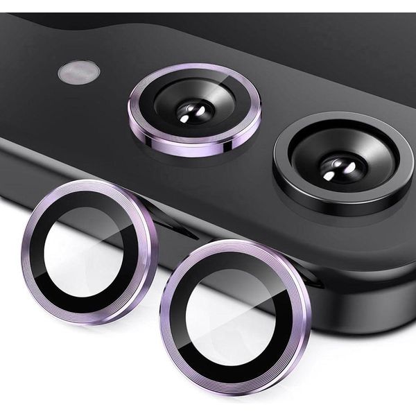 Per Samsung Galaxy Z Flip7 5G Anello Di Protezione In Alluminio + H9 Vetro Duro Temperato Viola Chiaro-image